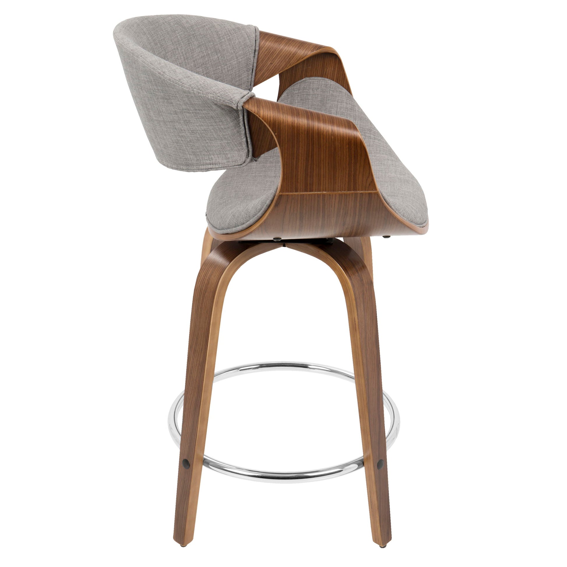 Curvini - Mid-Century Modern Fixed Height Counter Stool With Swivel (Set of 2) - Gray Lumi Source