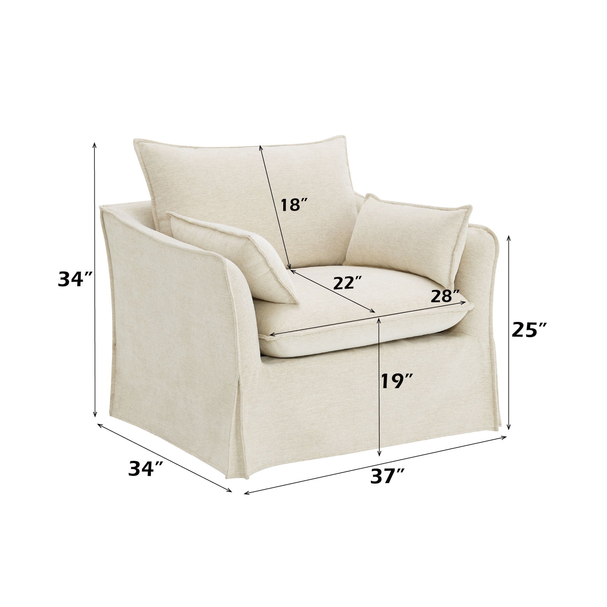 Shane - Chair With 2 Pillows - Beige Acme