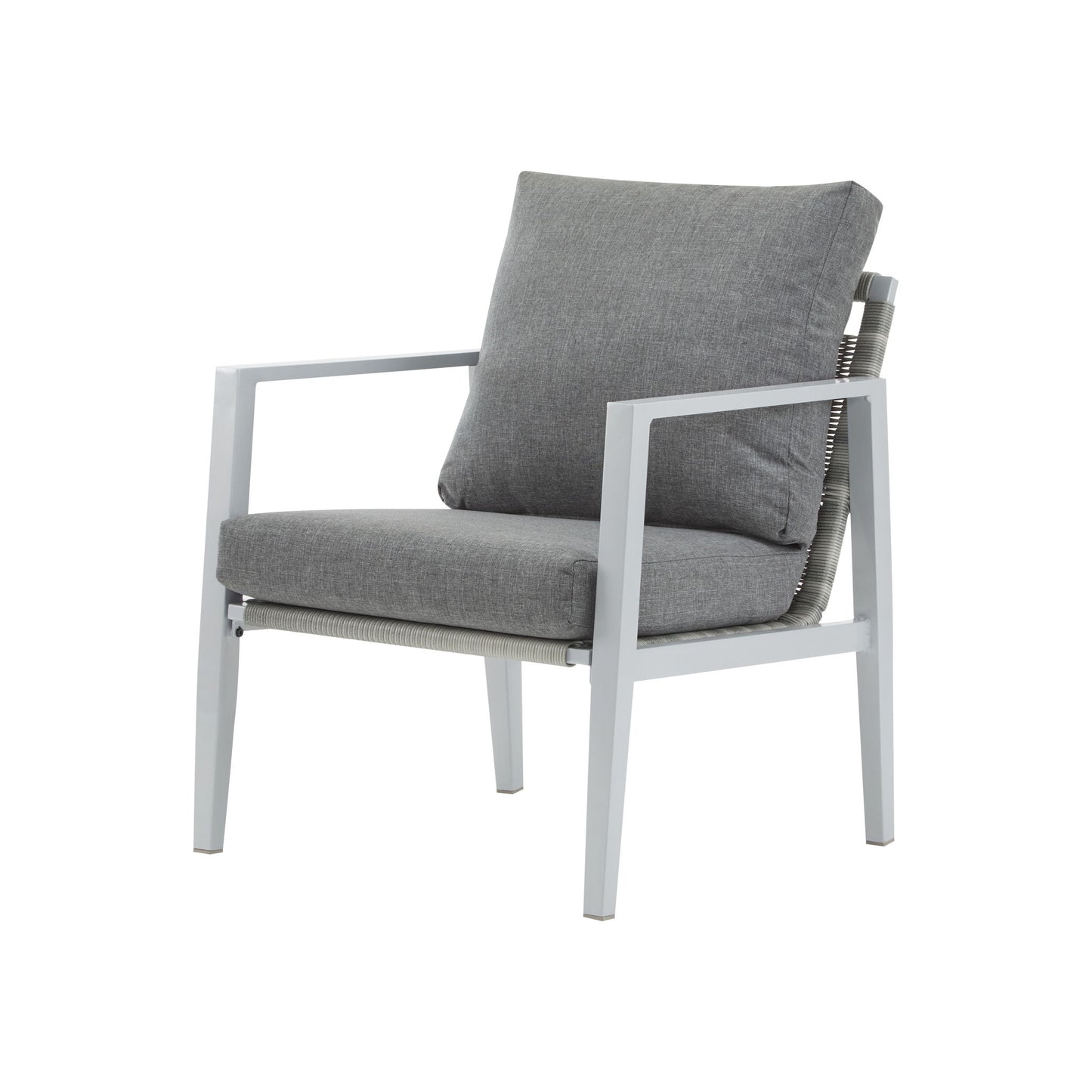 Modern Lounge Chair With Rope Accents And Cushions Noble House