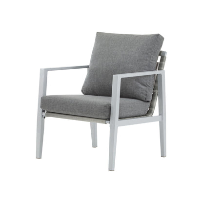 Modern Lounge Chair With Rope Accents And Cushions Noble House