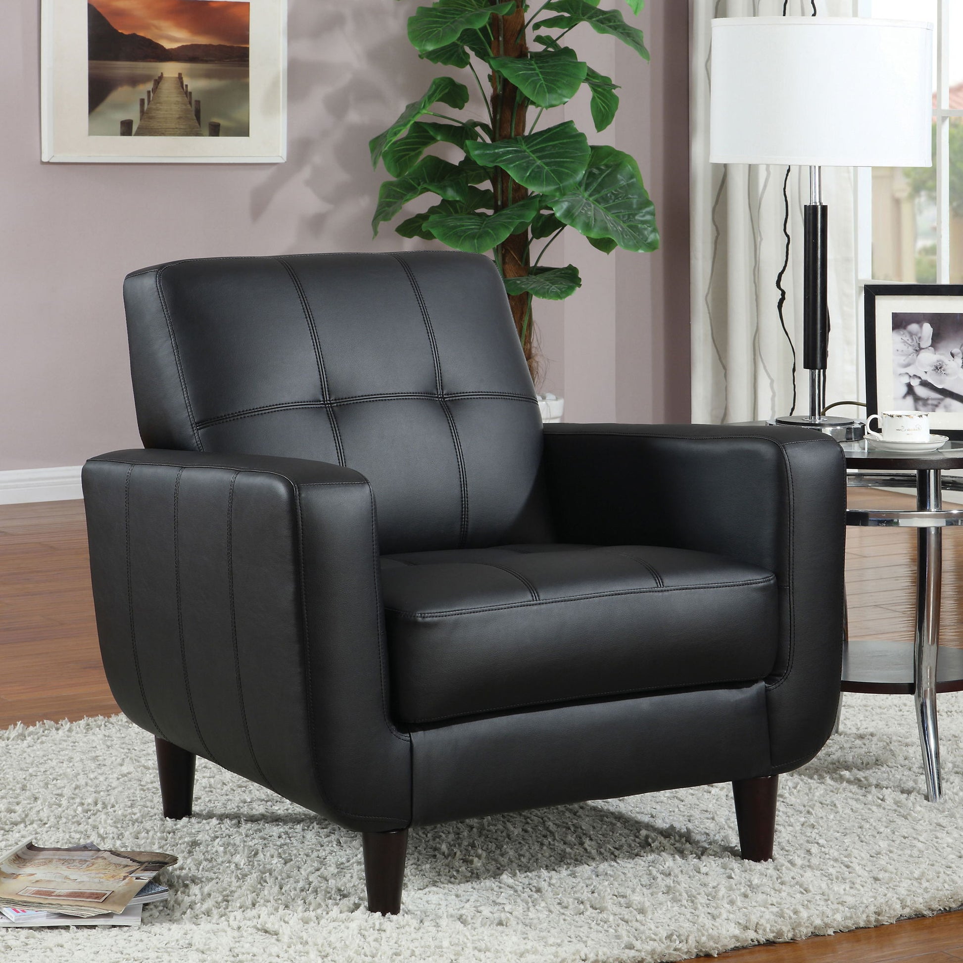 Track Arm Accent Chair With Tufted Upholstery - Black Furniture Max