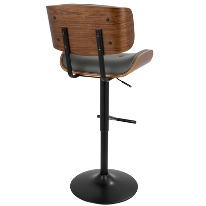 Lombardi - Mid Century Modern Adjustable Barstool With Swivel With Straight T Footrest (Set of 3) Lumi Source