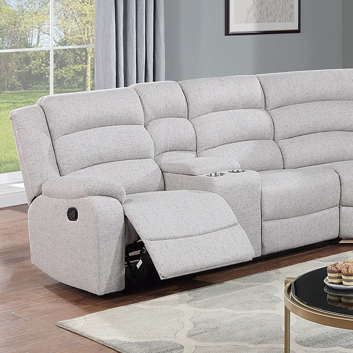 Manual Motion Reclining Loveseat 3 Piece Sectional Set With Console Storage And Cup Holders Home Essentials