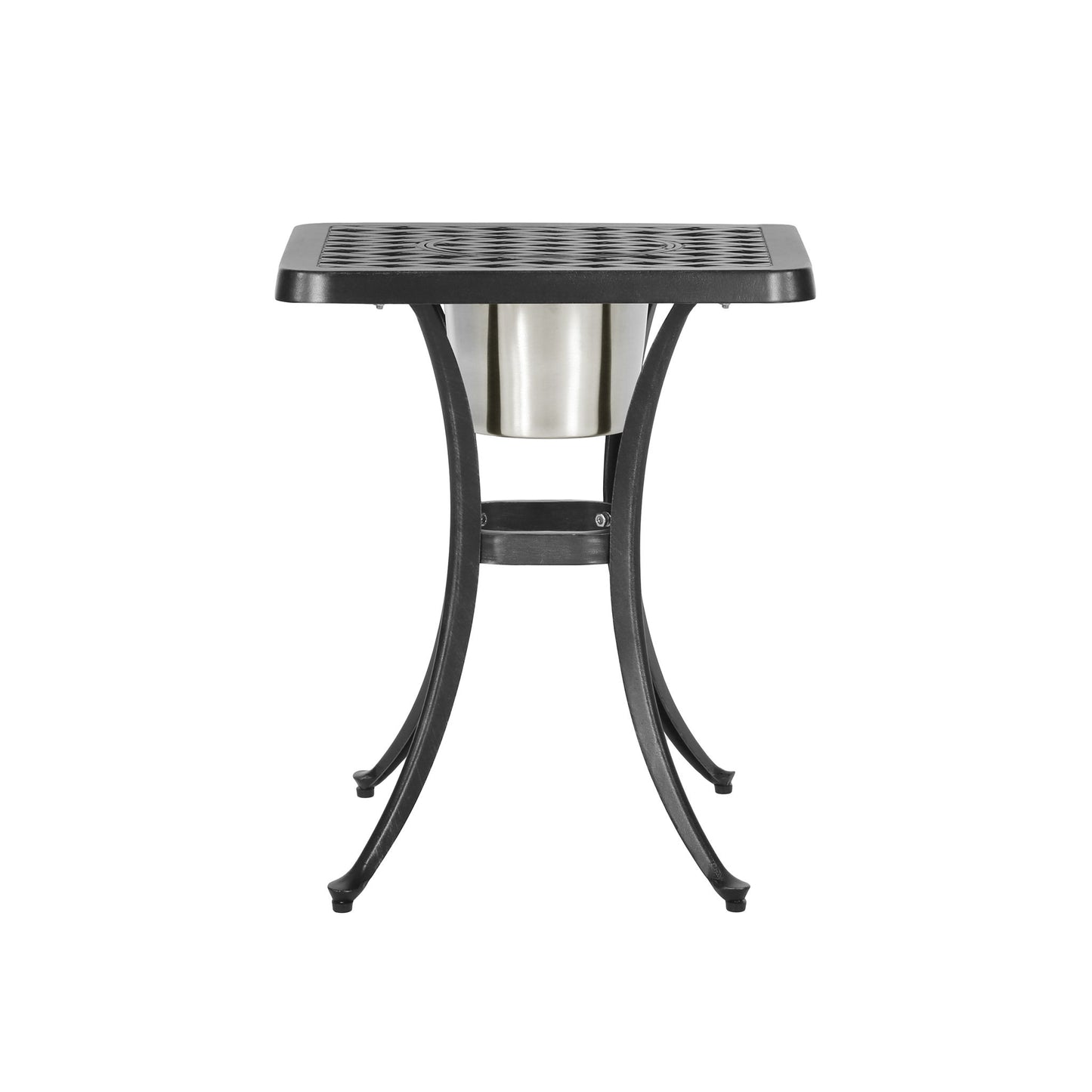 Outdoor Cast Aluminum Bistro Table With Ice Bucket - Black Copper Noble House