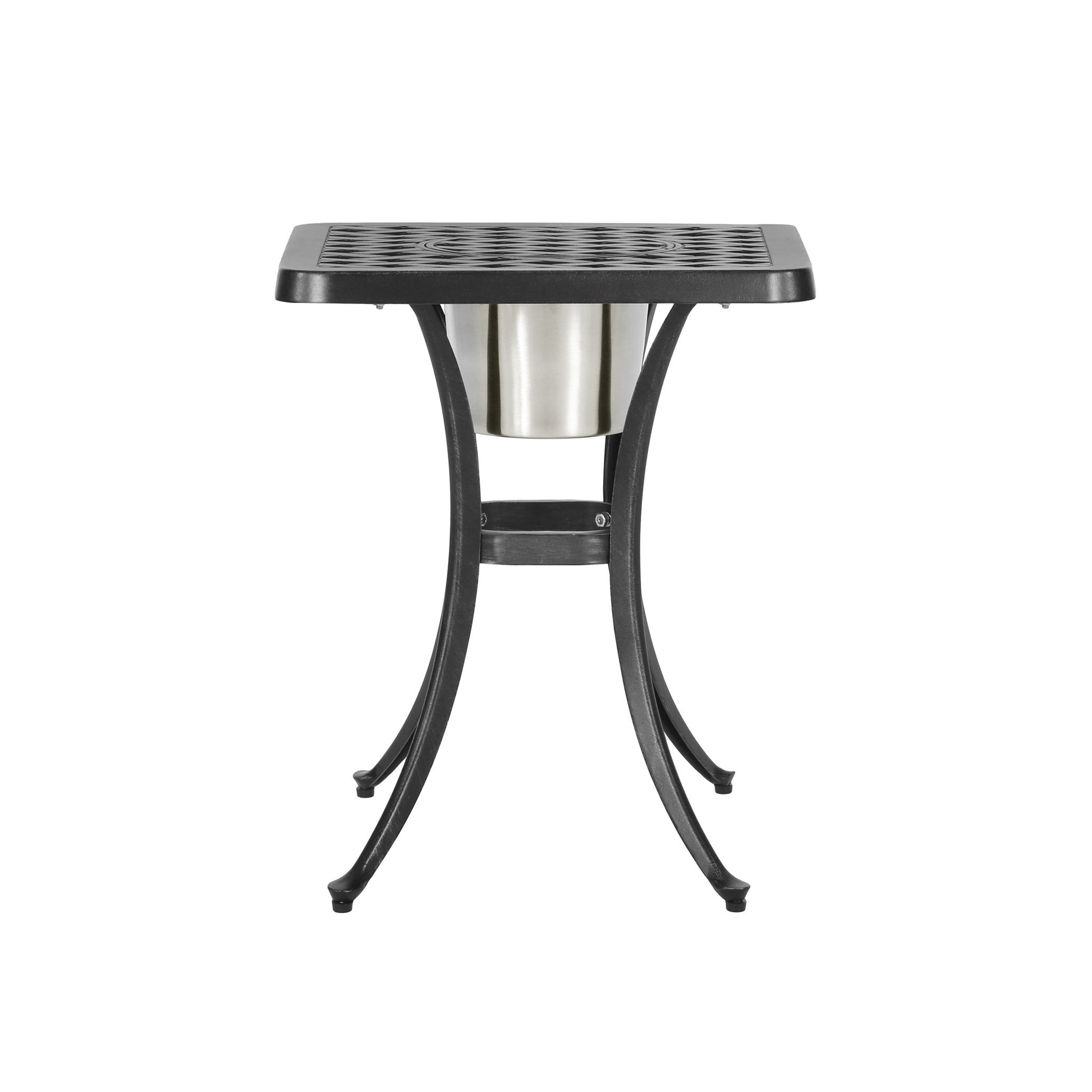 Outdoor Cast Aluminum Bistro Table With Ice Bucket - Black Copper Noble House