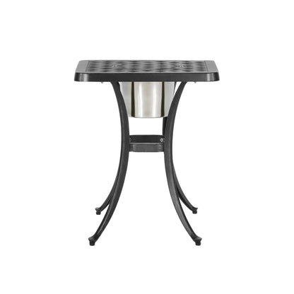 Outdoor Cast Aluminum Bistro Table With Ice Bucket - Black Copper Noble House