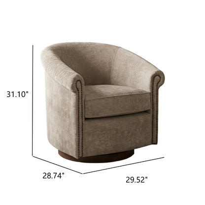 Barrel Swivel Accent Chair, 360 Degree Rotating For Living Room - Sand Home Essentials