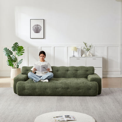 Cloud Series Minimalist Button Tufted Square Arm 3 Seater Sofa Home Essentials