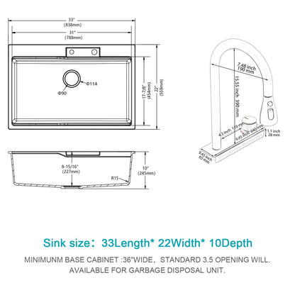 Waterfall Kitchen Sink With Pull Out Faucet & Cup Washer Daily Nest