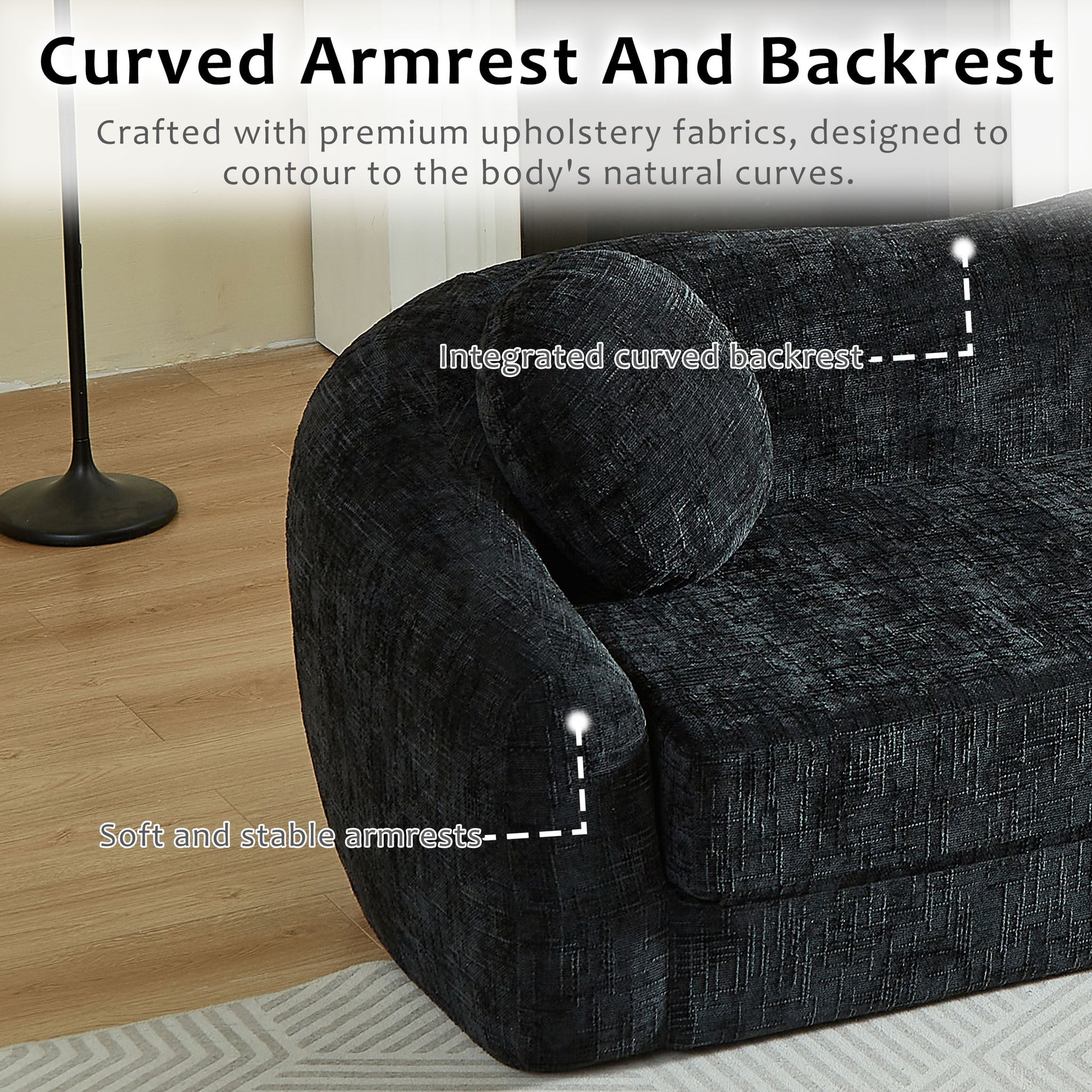 Curved Convertible Sofa, 2 In 1 Frameless Folding Sofa Bed With Pull Out Base And Deep Seat Home Essentials