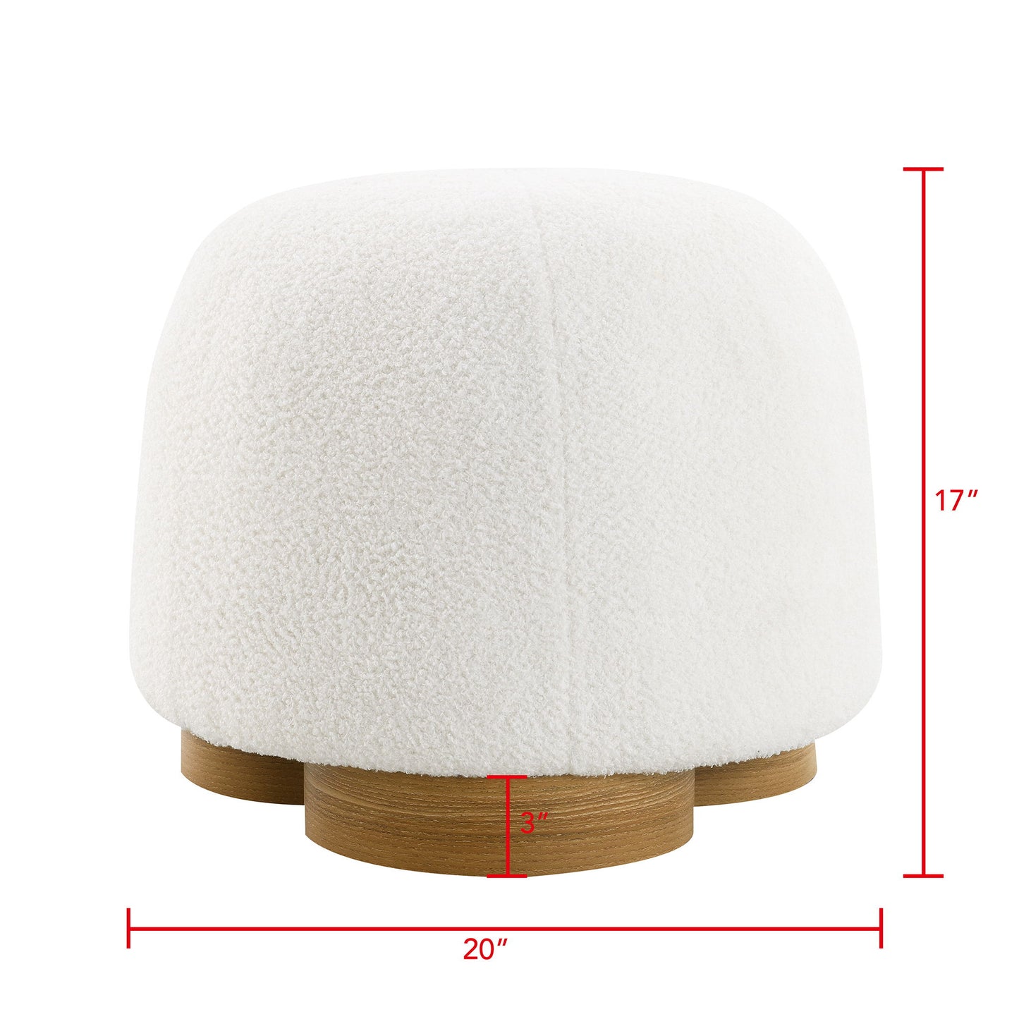 Round Soft Teddy Fabric Upholstered Ottoman With Metal Accents Home Essentials