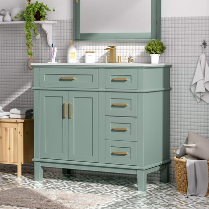 Modern Bathroom Vanity With Ceramic Sink, Soft Close Storage Cabinet Hearth and Haven