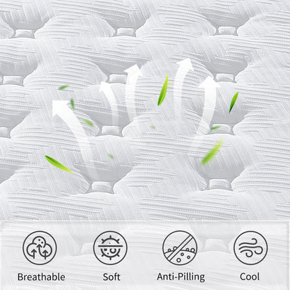 12" Hybrid Mattress Individual Pocket Spring, 7 Zoned Memory Foam Home Essentials