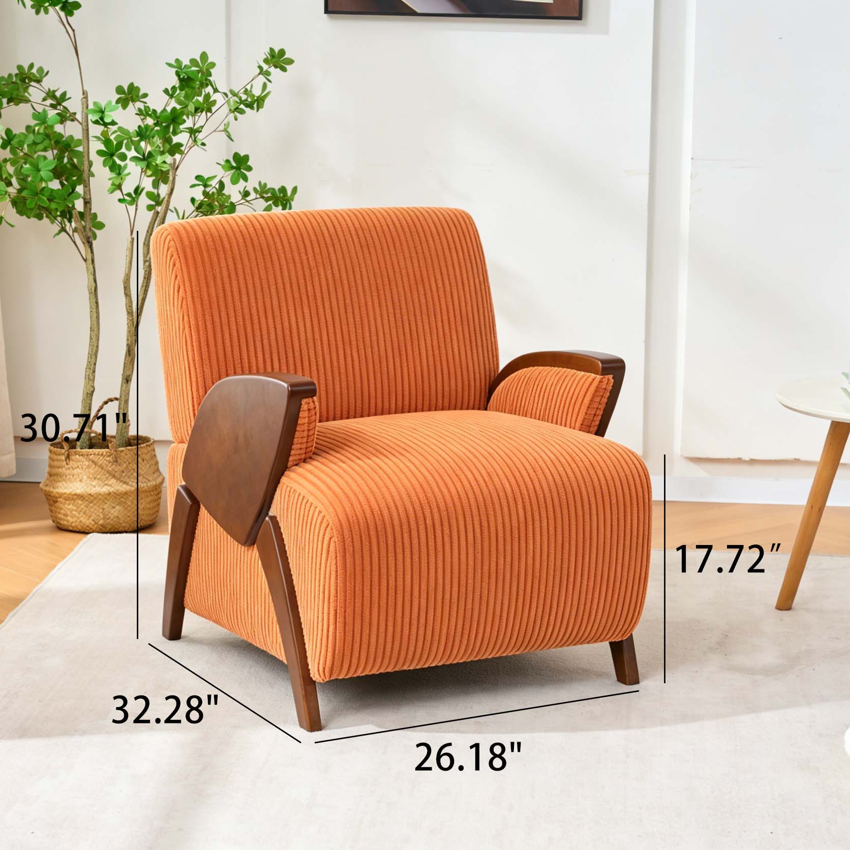 Armrest Accent Chair - Dark Orange Home Essentials