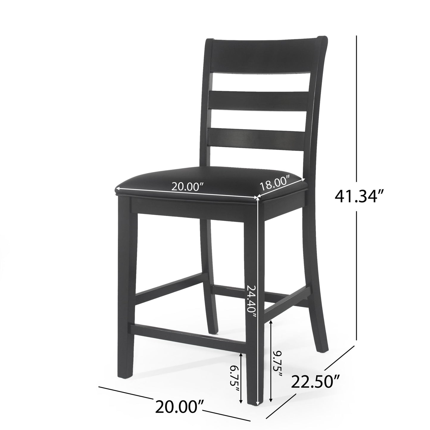 Farmhouse Upholstered Wood Counter Stools Noble House