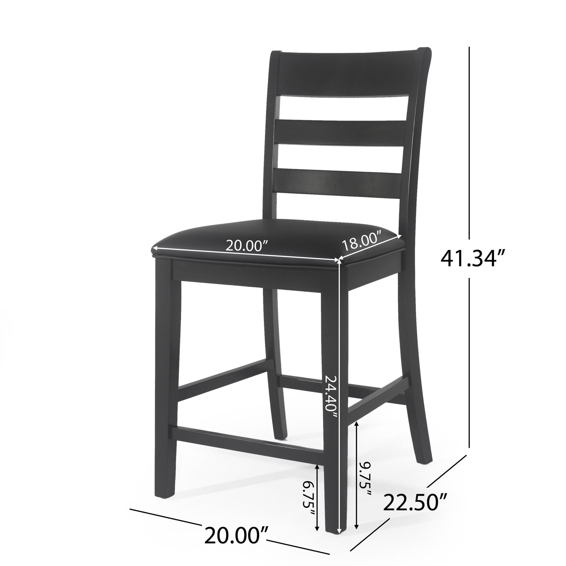 Farmhouse Upholstered Wood Counter Stools Noble House