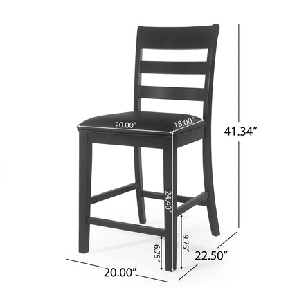 Farmhouse Upholstered Wood Counter Stools Noble House