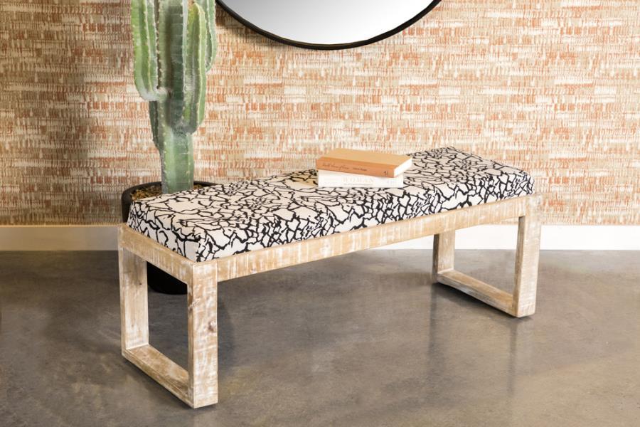 Aiden - Fabric Upholstered Accent Bench - Distressed White CoasterEveryday