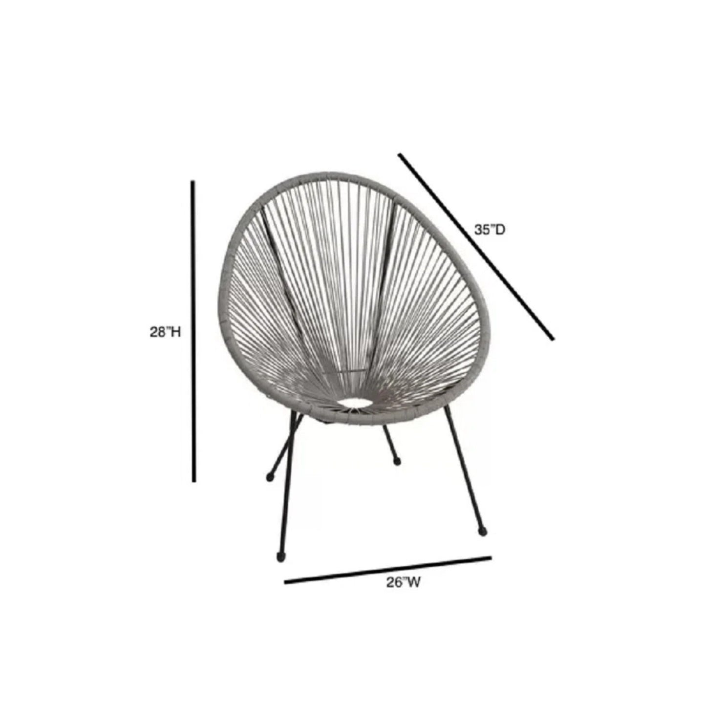 Outdoor Lounge Chair Set With Handwoven Seats, Weather Resistant - White LSI Patio Furniture