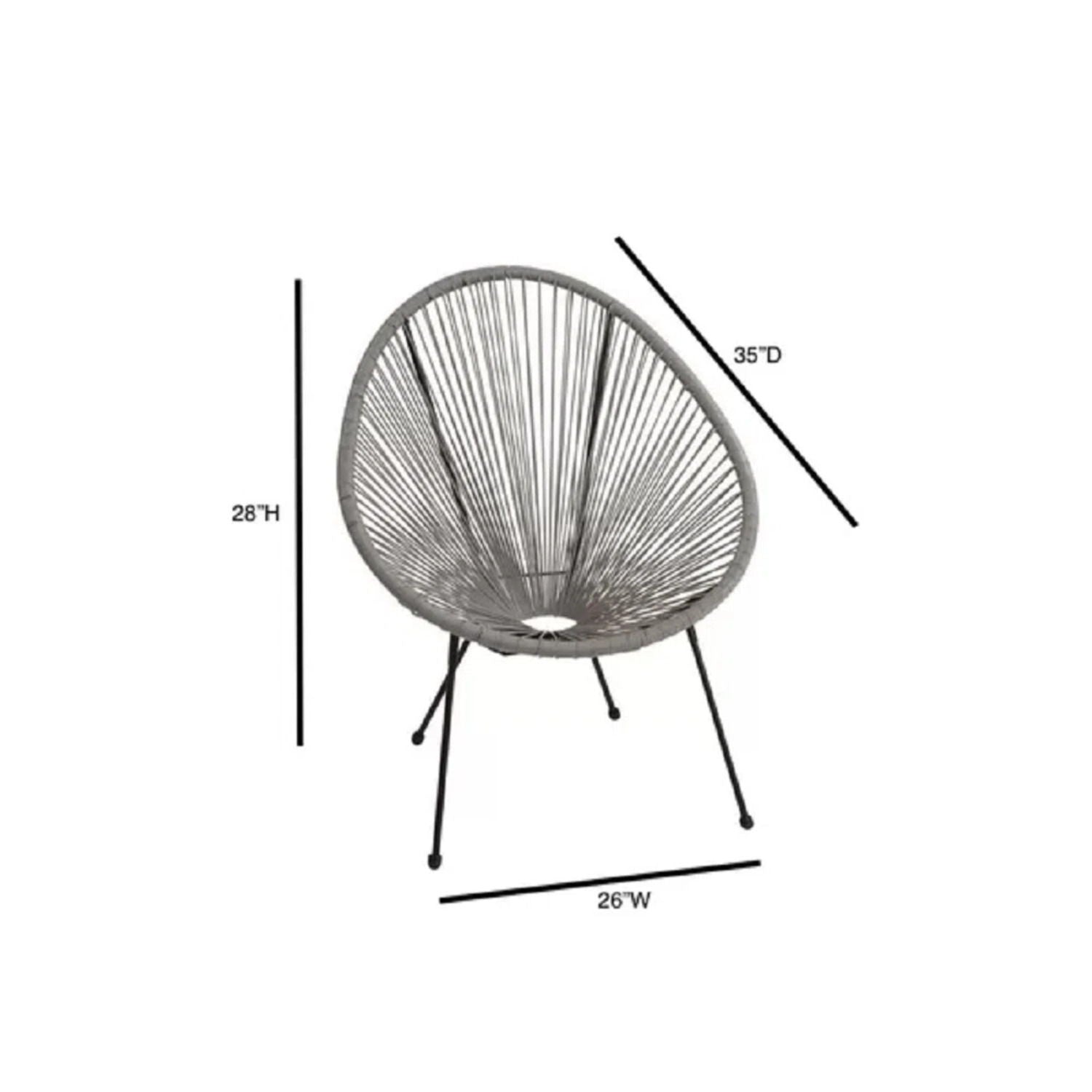 Outdoor Lounge Chair Set With Handwoven Seats, Weather Resistant - White LSI Patio Furniture