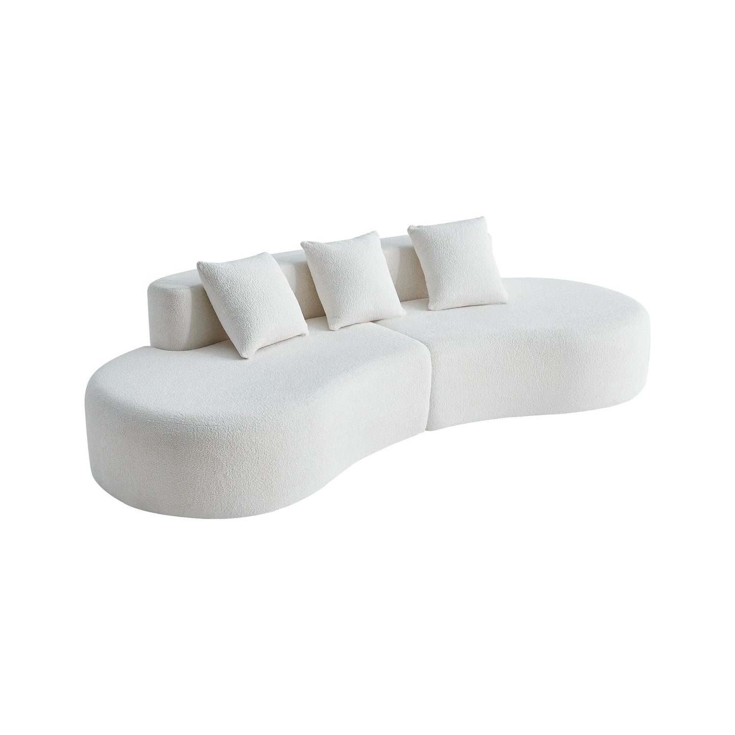 Curved Boneless Couch, Half Moon Sofa, 5 Seat Couch With High Density Foam Filled For Living Room - White Home Essentials
