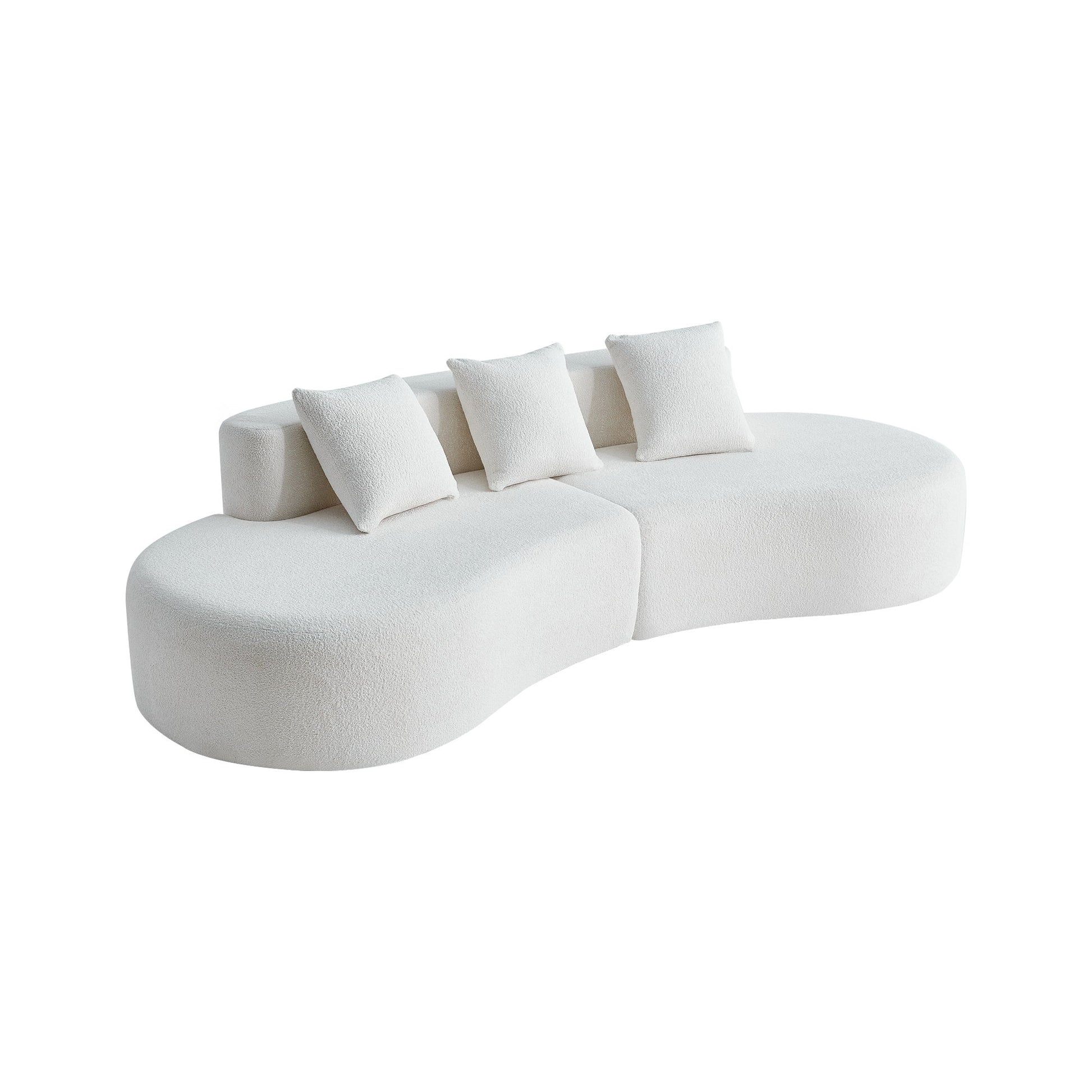 Curved Boneless Couch, Half Moon Sofa, 5 Seat Couch With High Density Foam Filled For Living Room - White Home Essentials