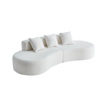 Curved Boneless Couch, Half Moon Sofa, 5 Seat Couch With High Density Foam Filled For Living Room - White Home Essentials