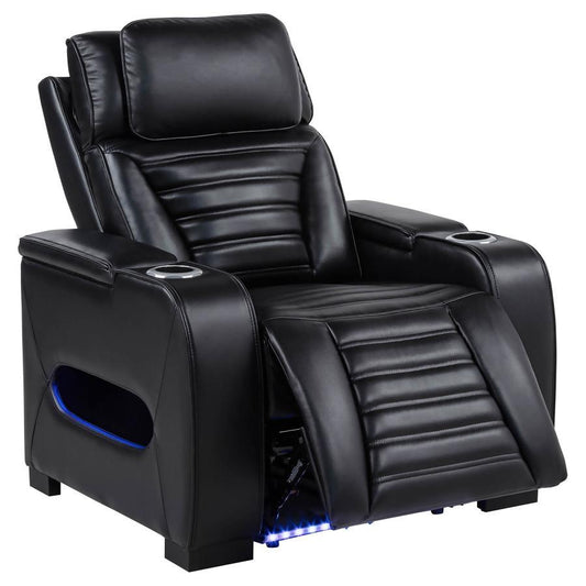 Zuma - Faux Leather Upholstered Dual Power LED Recliner - Black Coaster Fine Furniture