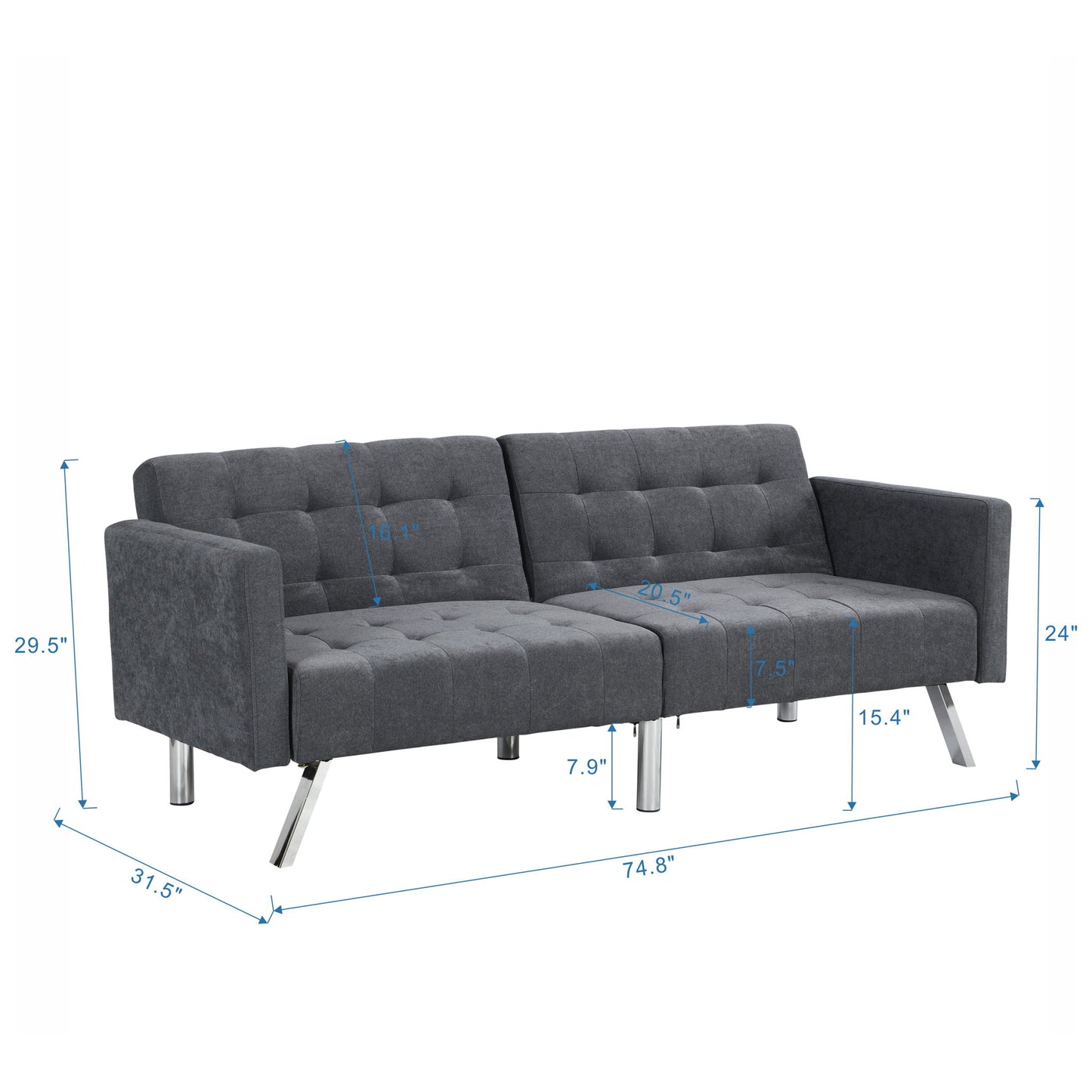 Futon Sofa Bed Convertible Folding Lounge Couch, Armrests Home Essentials