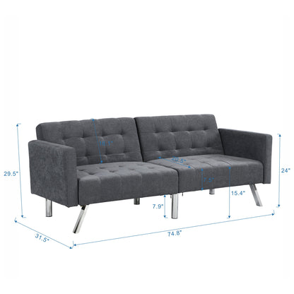 Futon Sofa Bed Convertible Folding Lounge Couch, Armrests Home Essentials