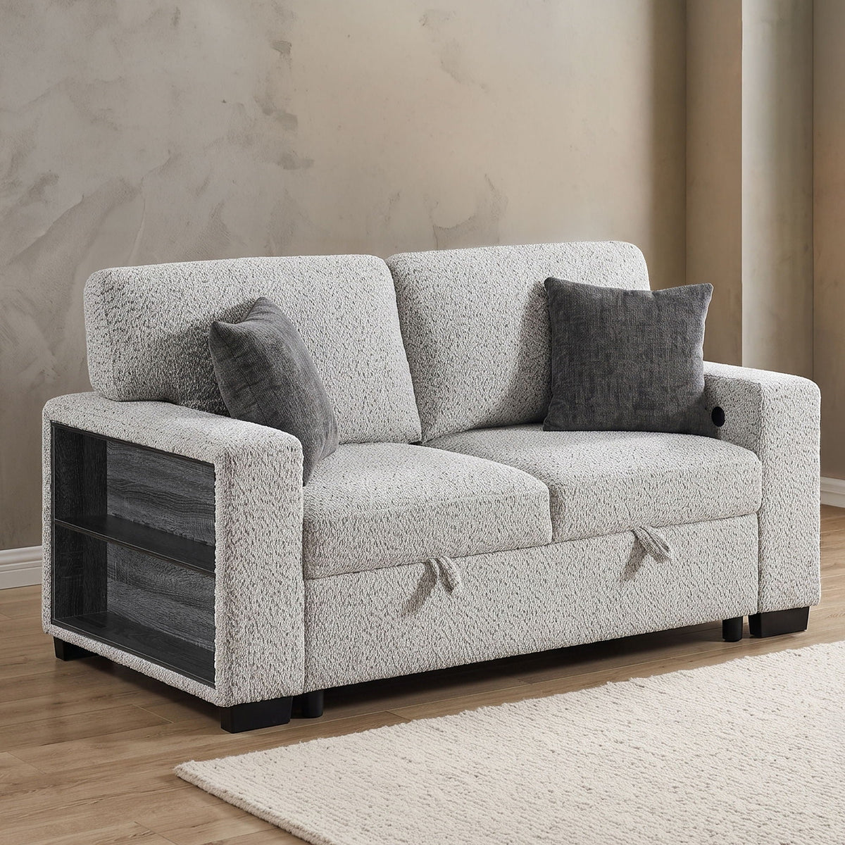 Prato - Loveseat With Storage And USB - Gray Matrix Furniture Group