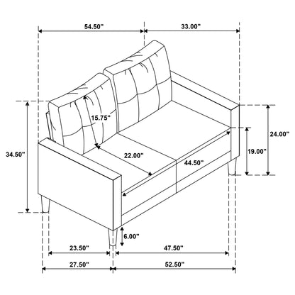 Heather - Track Arm Tufted Loveseat Furniture Max