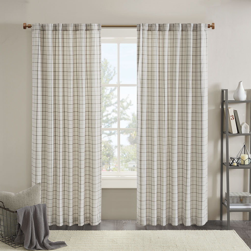 Anaheim - 84" Plaid Tab Top Panel - Natural Madison Park