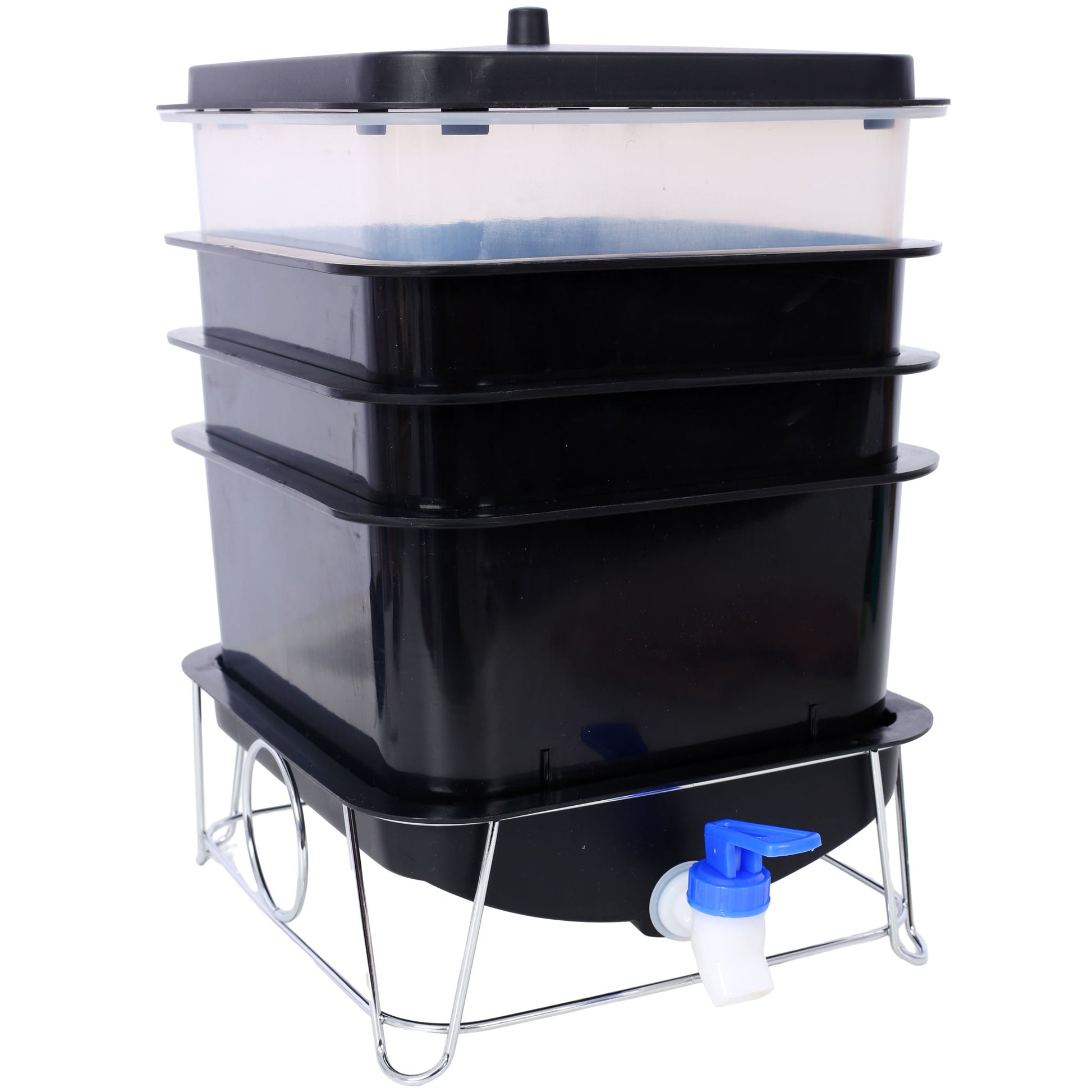 Durable Worm Farm Composting Bin With 4 Tray System For Food Waste Recycling Plastic - Black Daily Nest