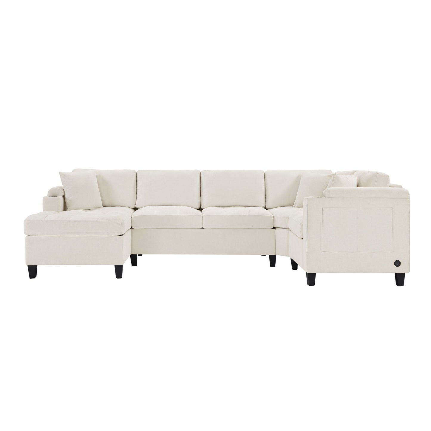 U Shaped Sectional Sofa, Corner Living Room Couch With Built In Cup Holders, Storage, USB Ports Hearth and Haven