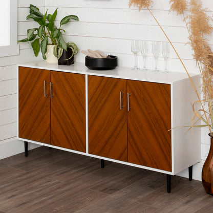 Mid-Century Modern Faux Bookmatch Door Buffet Walker Edison