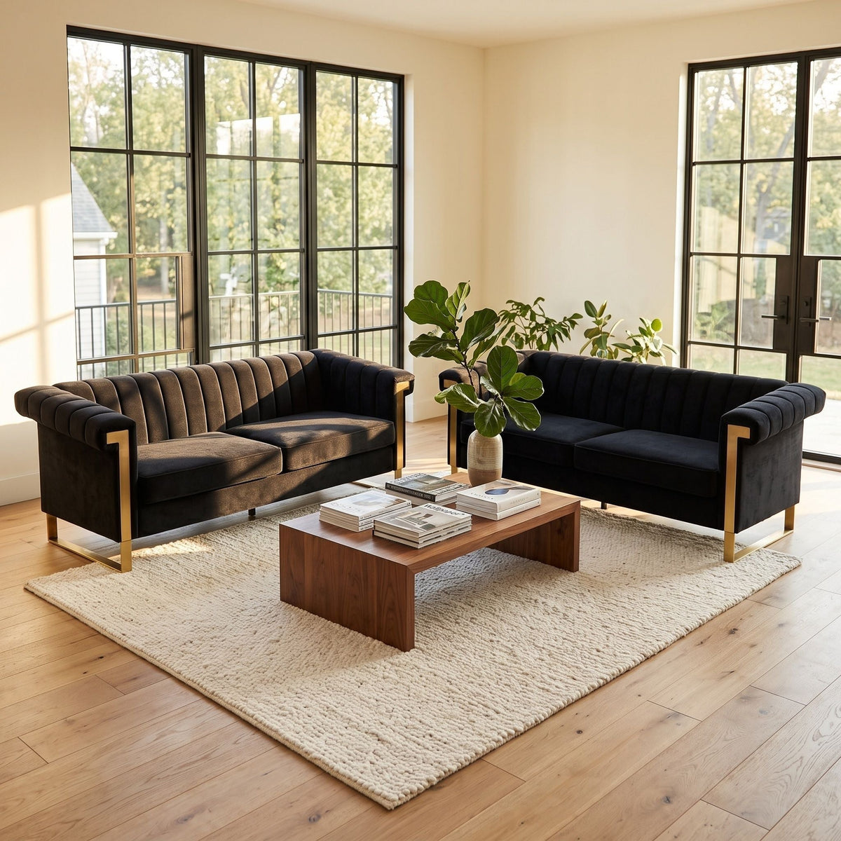 2 Piece Sofa Set With Tufted Back And Deep Seating Home Essentials