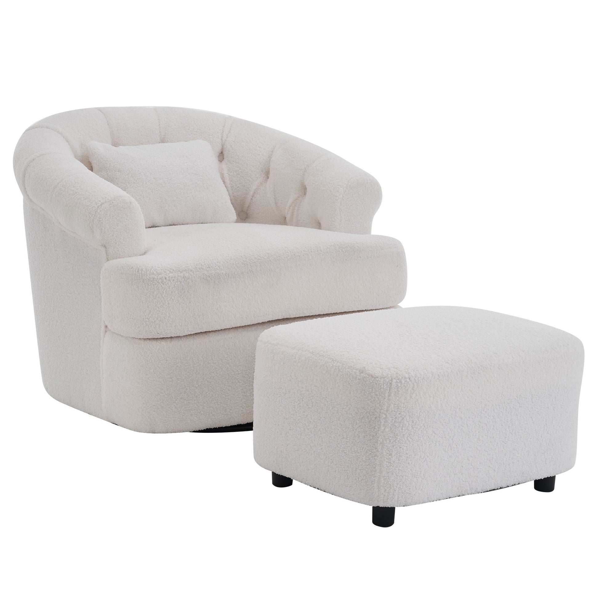 Swivel Chair With Ottoman, Modern Luxury Velvet Swivel Accent Chair, Comfy Round Armchair, Single Sofa Armchair With Lounge Seat For Bedroom / Office / Reading Spaces Home Essentials