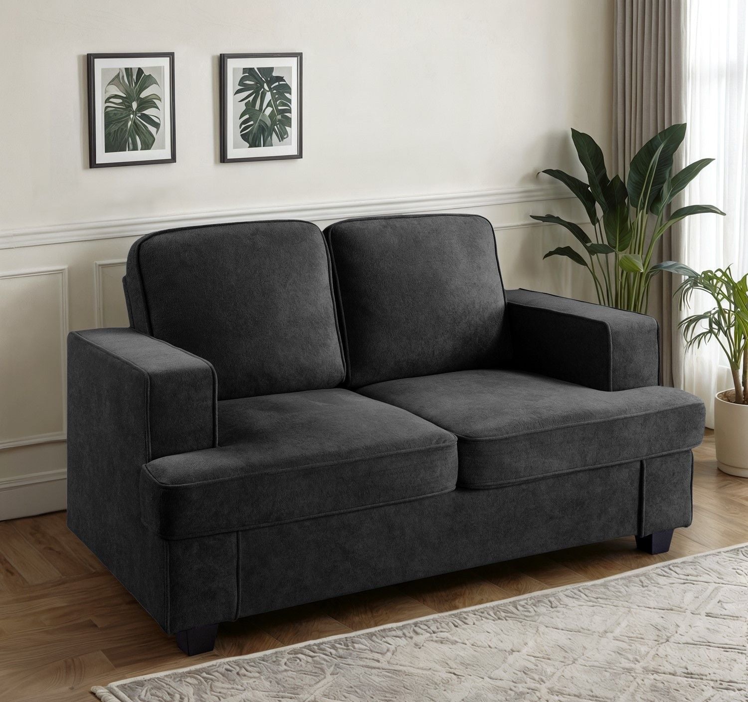 Modern Loveseat, Comfortable 2 Seater Couch With Deep Seating, Loose Back Cushions, Wide Arms US Pride