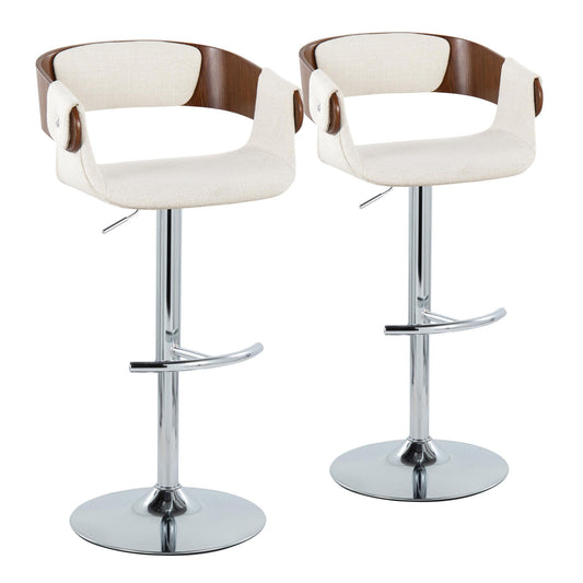 Elisa - Mid Century Modern Adjustable Barstool With Swivel With Rounded T Footrest (Set of 2) Lumi Source