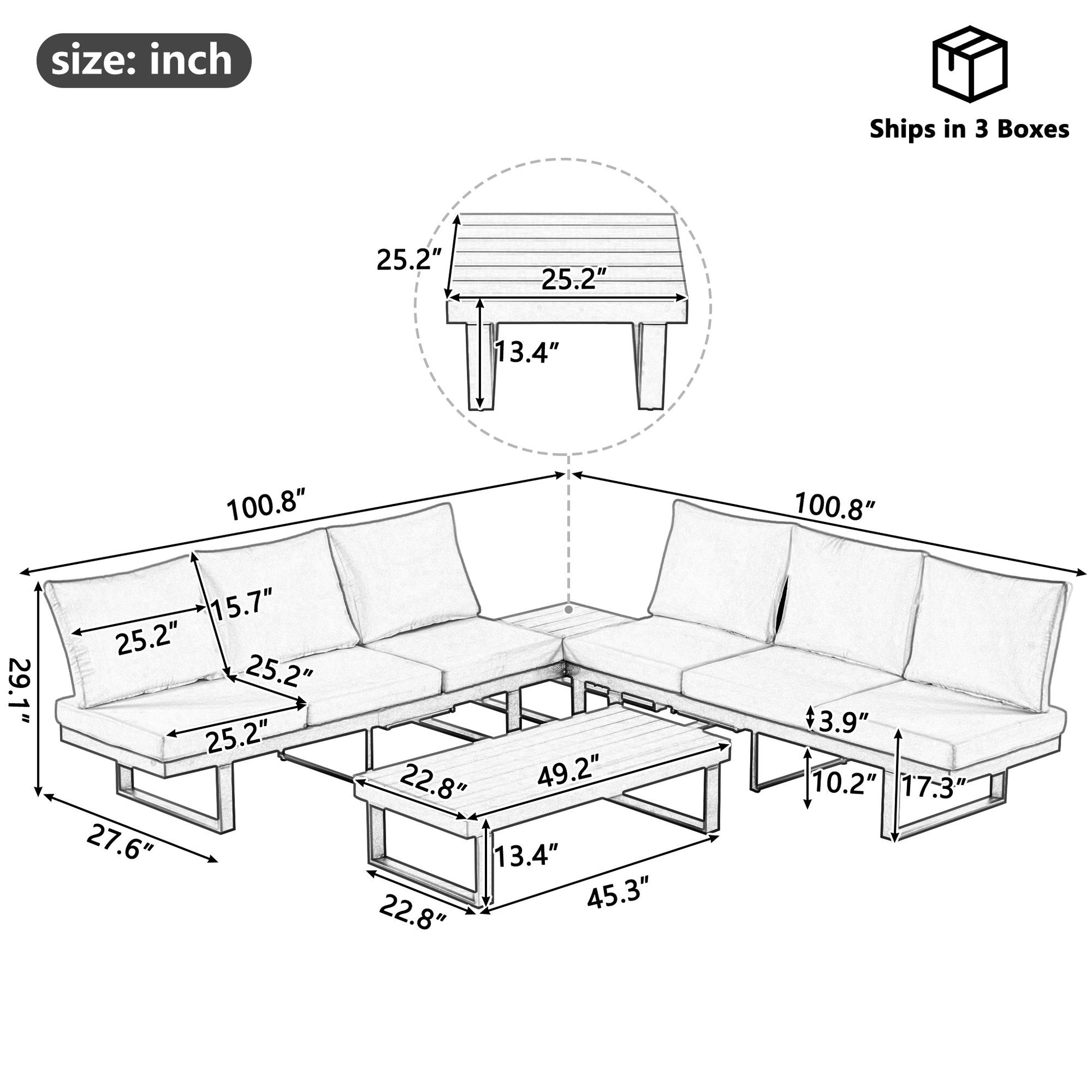 Outdoor Sectional Sofa Set With Adjustable Reclining Seats Hearth and Haven