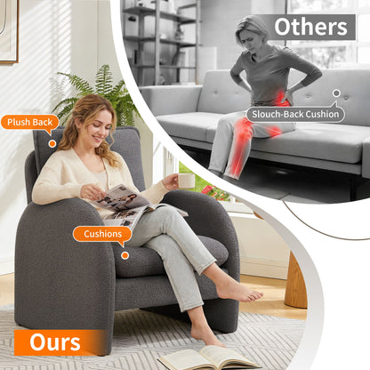 Modern Sherpa Upholstered Accent Chair, Comfortable Living Room Armchair, Lounge Chair For Bedroom, And Office Home Essentials