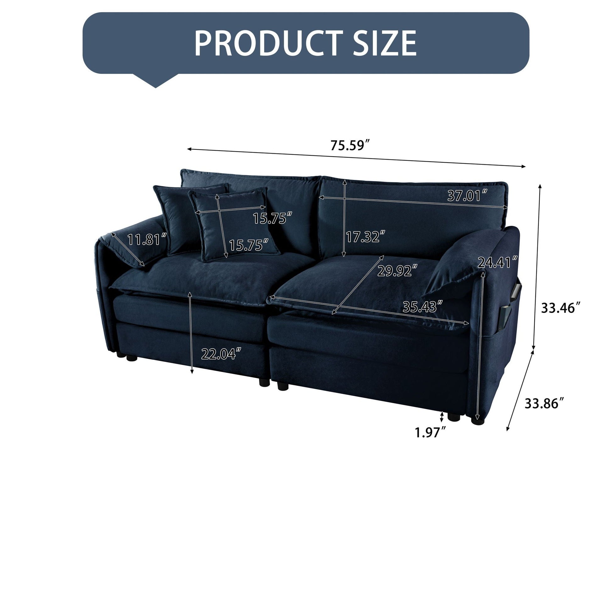 Modern Oversized Chenille Loveseat Sofa With Deep Seat And Diy Combination Home Essentials