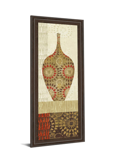 Spice Stripe Vessels Panel III By Wild Apple Portfolio - Framed Print Wall Art - Beige