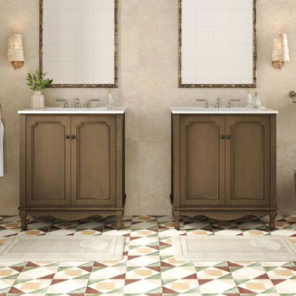Vintage Double Sink Bathroom Vanity Set With Ceramic Sinks Noble House