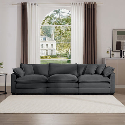 Mid-Century Modern 3 Seater Sectional Sofa With Arm And Throw Pillows Home Essentials