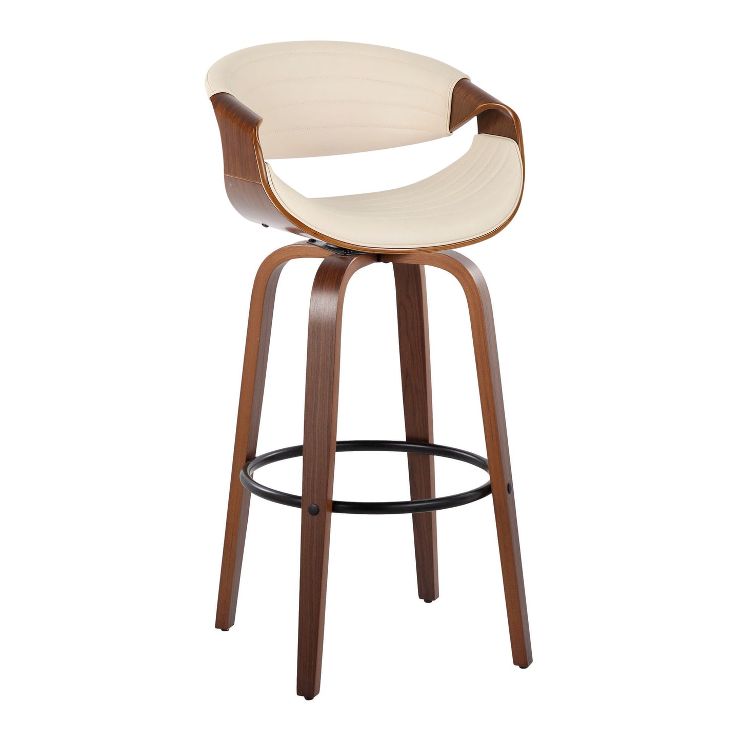 Symphony - Mid Century Modern Fixed Height Barstool With Swivel And Round Footrest (Set of 2) Lumi Source