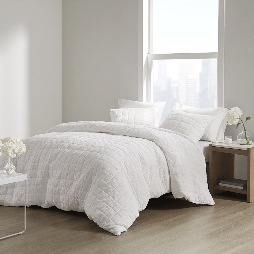 Cocoon - 3 Piece Quilt Top Duvet Cover Mini Set - White