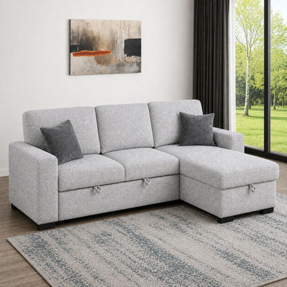 Buzz - Reversible Sleeper Sectional Sofa With Storage Chaise, Console Arm, USB Charging & Cup Holders - Gray Matrix Furniture Group