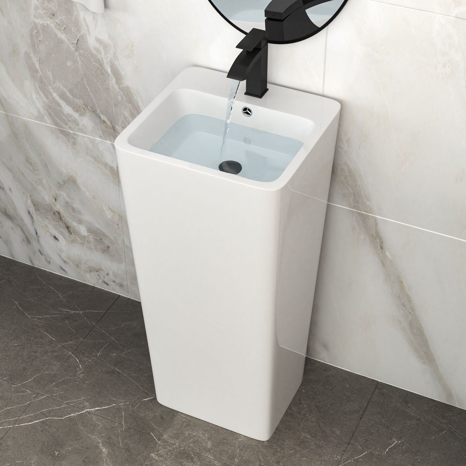 Pedestal Sink 16" For Powder Rooms - White Daily Nest